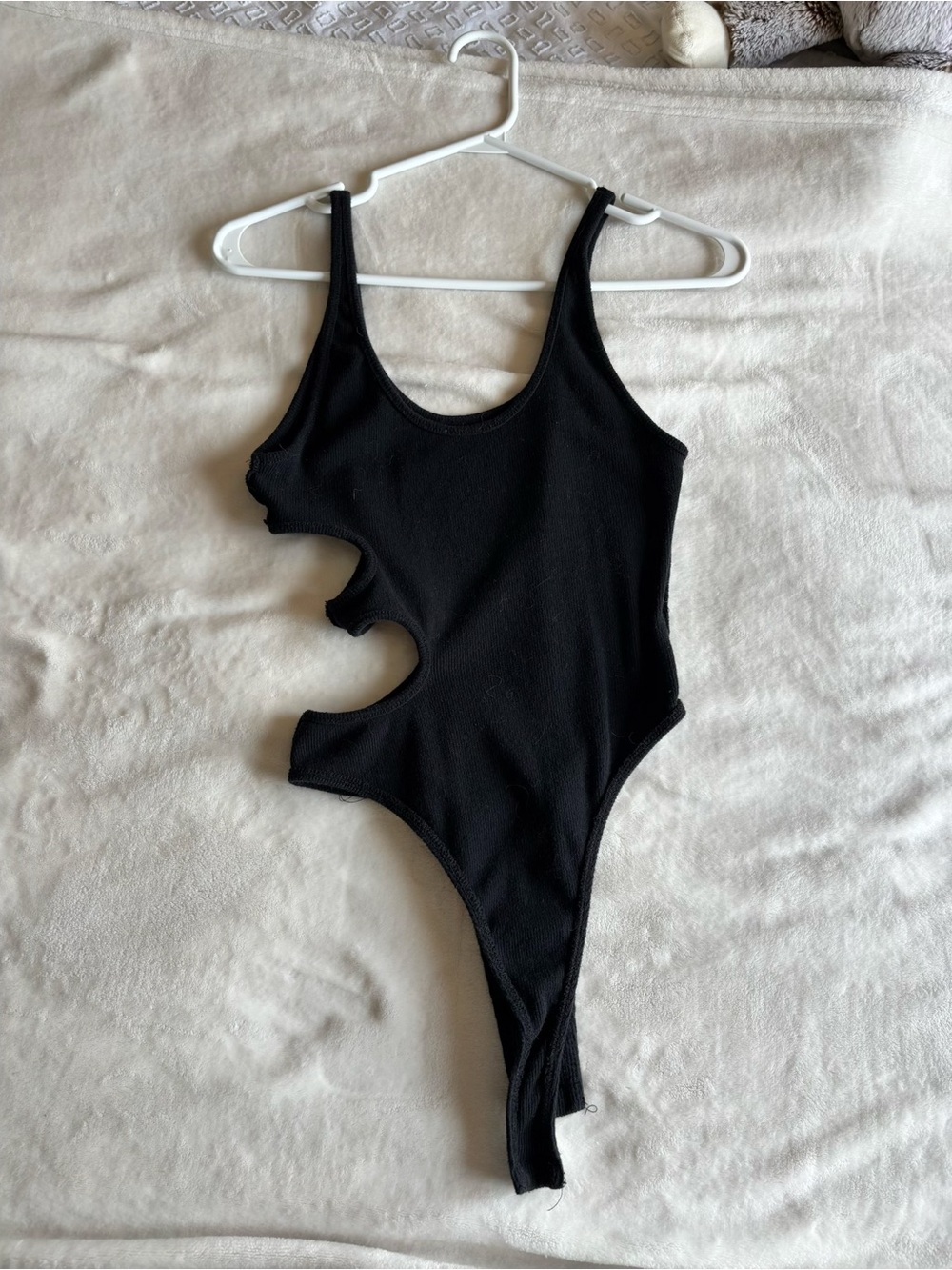 SHEIN Black Asymmetric Cutout Bodysuit